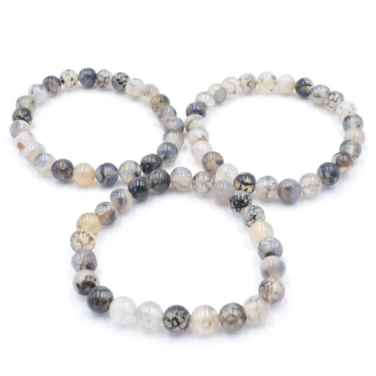 Black Fire Agate Bead Bracelet