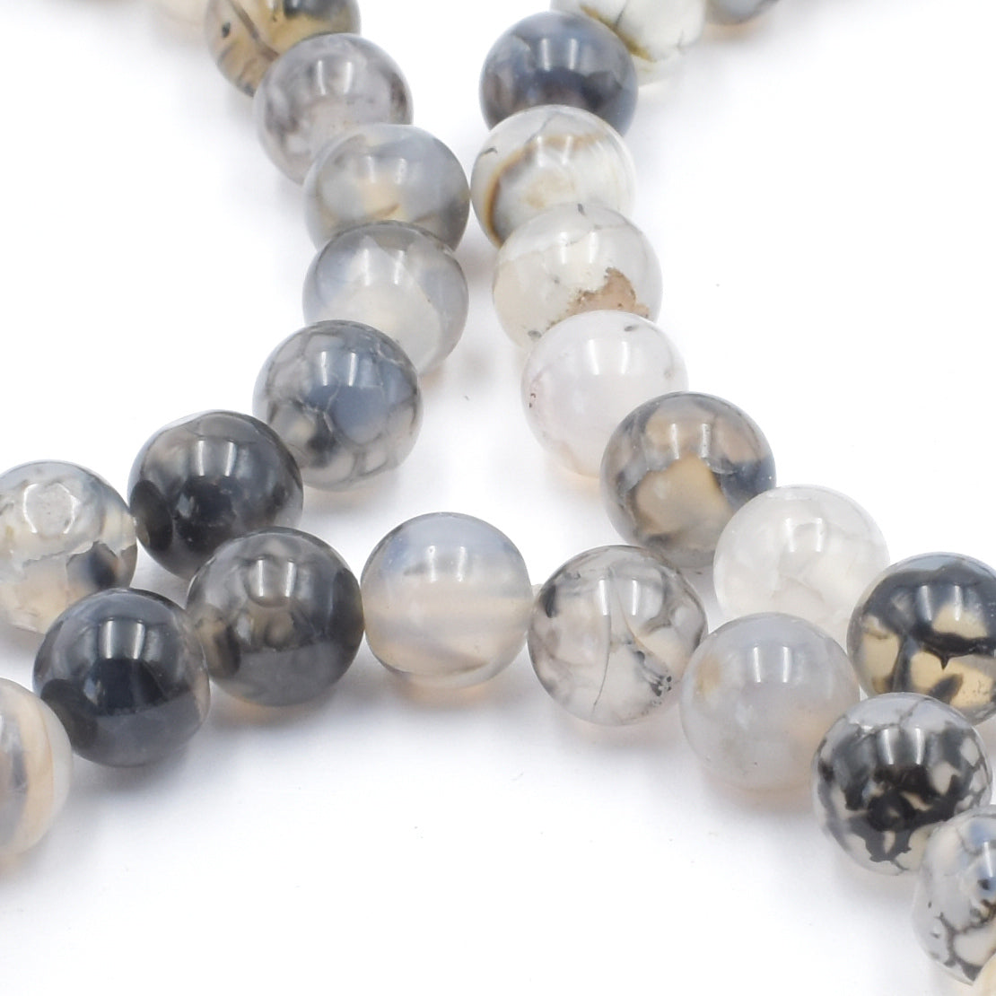 Black Fire Agate Bead Bracelet