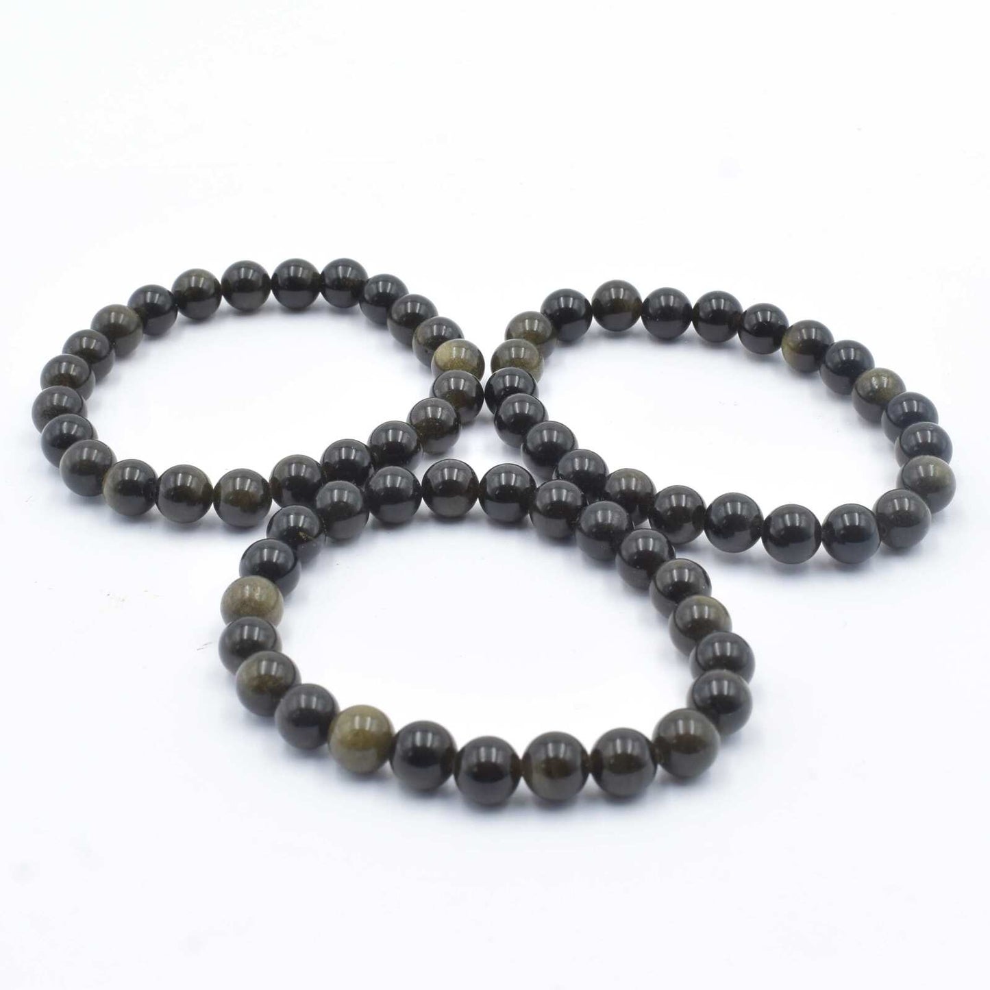Silver Sheen Obsidian Bead Bracelet