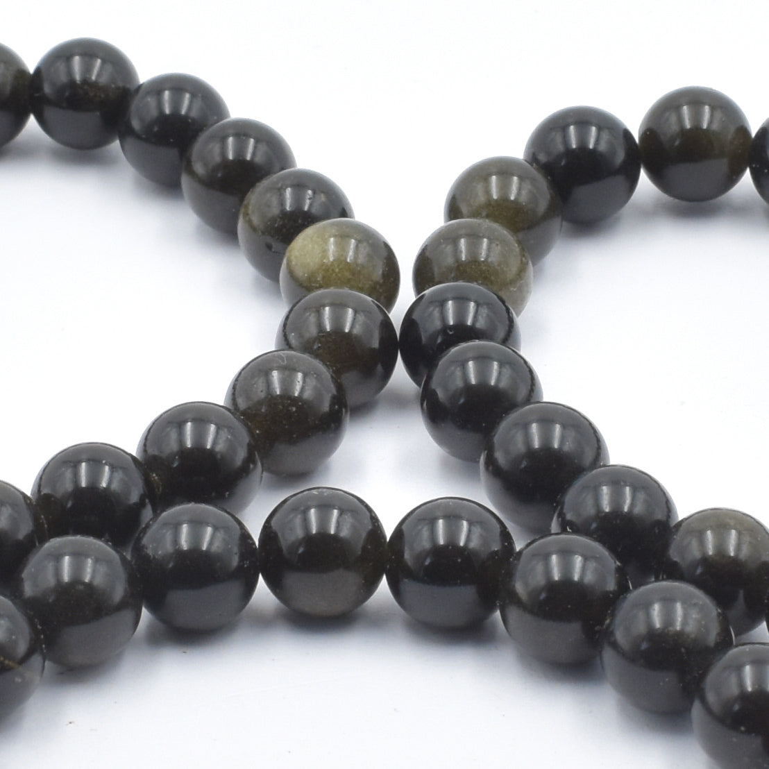 Silver Sheen Obsidian Bead Bracelet