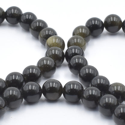 Silver Sheen Obsidian Bead Bracelet