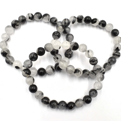 Tourmalinated Quartz Bead Bracelet