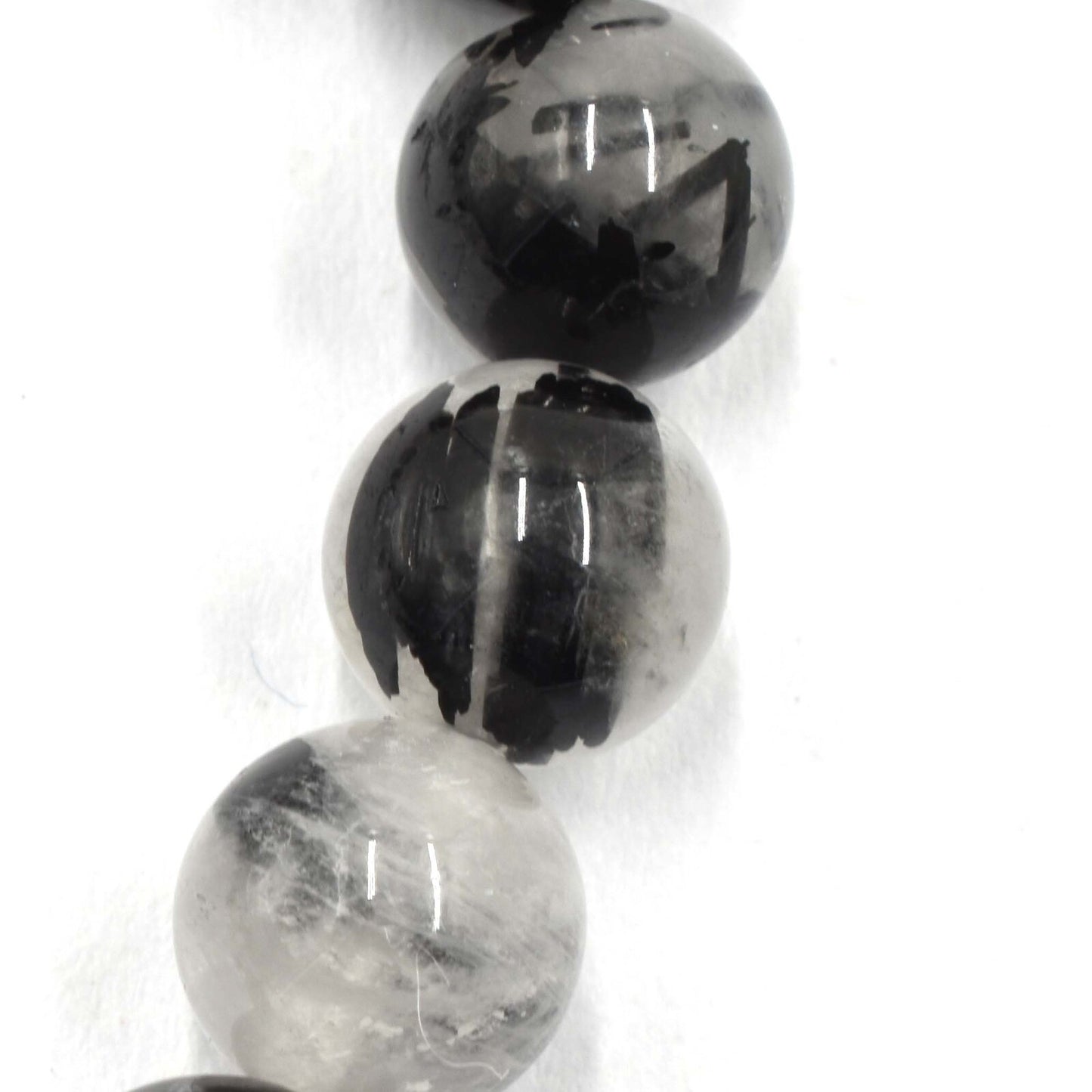 Tourmalinated Quartz Bead Bracelet
