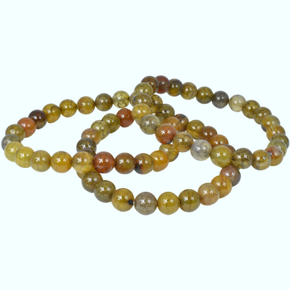 Yellow Fire Agate Bead Bracelet