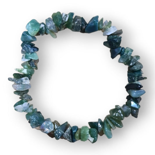 Green Moss Agate Chip Bracelet