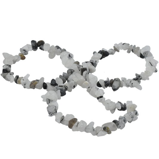 Black Rutilated Quartz Chip Bracelet
