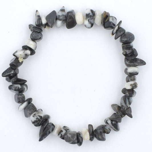 Black & White Zebra Jasper Chip Bracelet