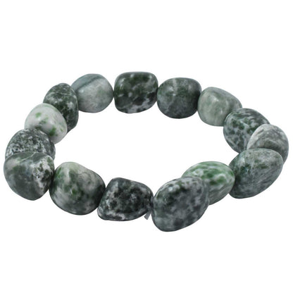 Green Spot Jade Tumbled Bracelet