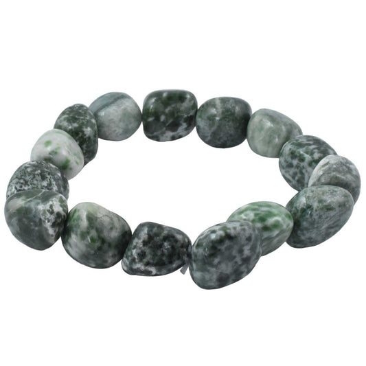 Green Spot Jade Tumbled Bracelet