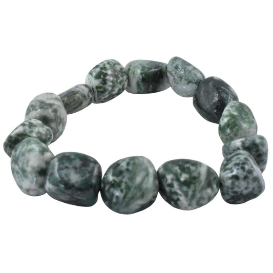 Green Spot Jade Tumbled Bracelet