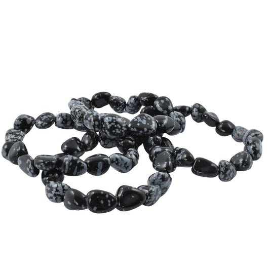 White Snowflake Obsidian Tumbled Bracelet