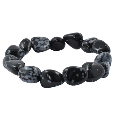 White Snowflake Obsidian Tumbled Bracelet