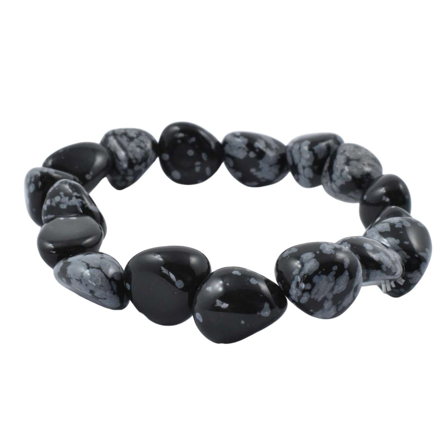 White Snowflake Obsidian Tumbled Bracelet