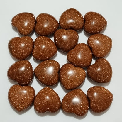 Gold Goldstone Heart Carving