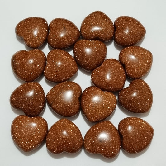 Gold Goldstone Heart Carving
