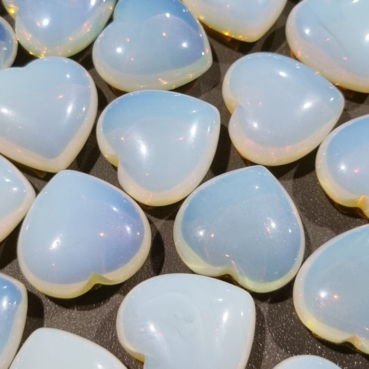 Opalite Heart Carving 30mm