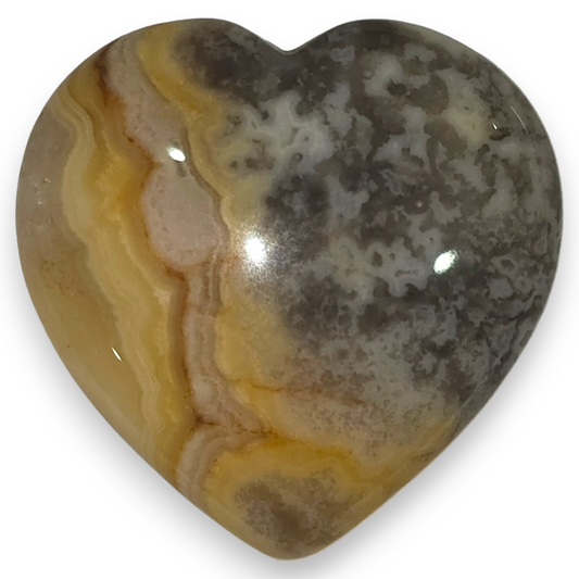 White Crazy Lace Agate Heart Carving