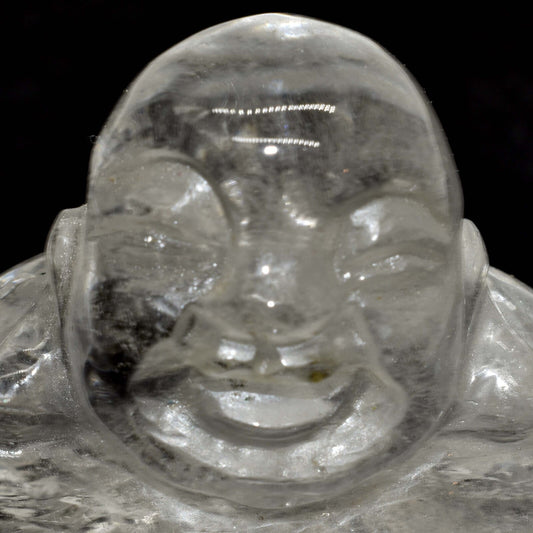 Clear Quartz Laughing Buddha Carving