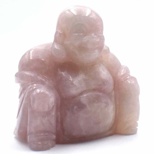 Rose Quartz Happy Buddha Carving