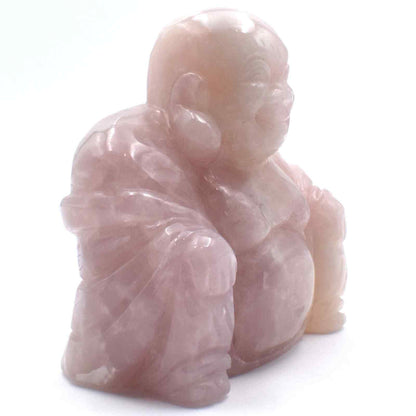 Rose Quartz Happy Buddha Carving