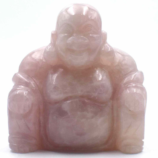Rose Quartz Happy Buddha Carving
