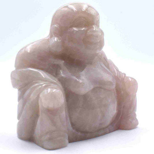 Rose Quartz Happy Buddha Carving