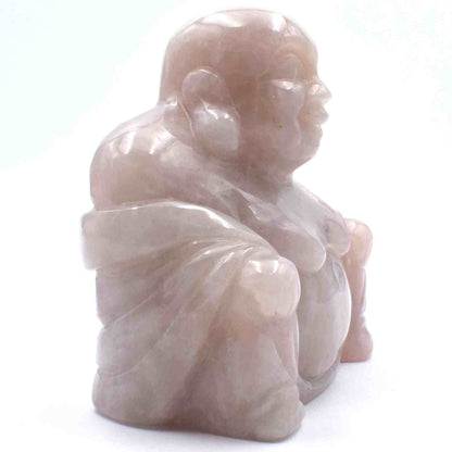 Rose Quartz Happy Buddha Carving