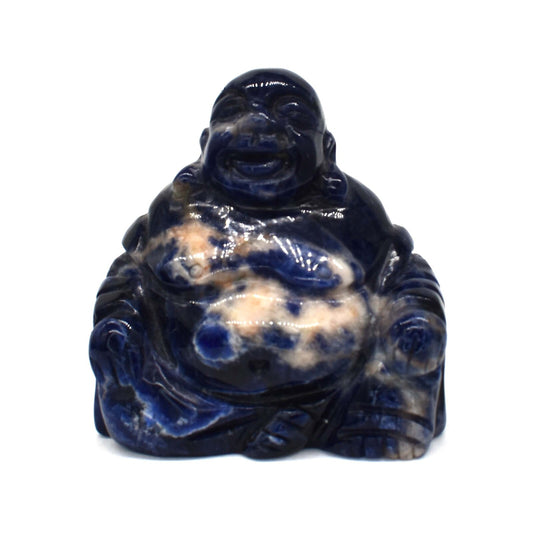Sodalite Laughing Buddha Carving