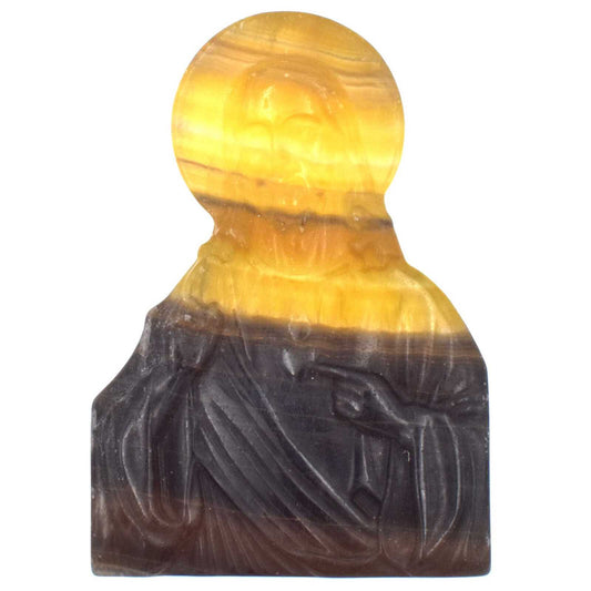 Yellow & Purple Fluorite Jesus Carving