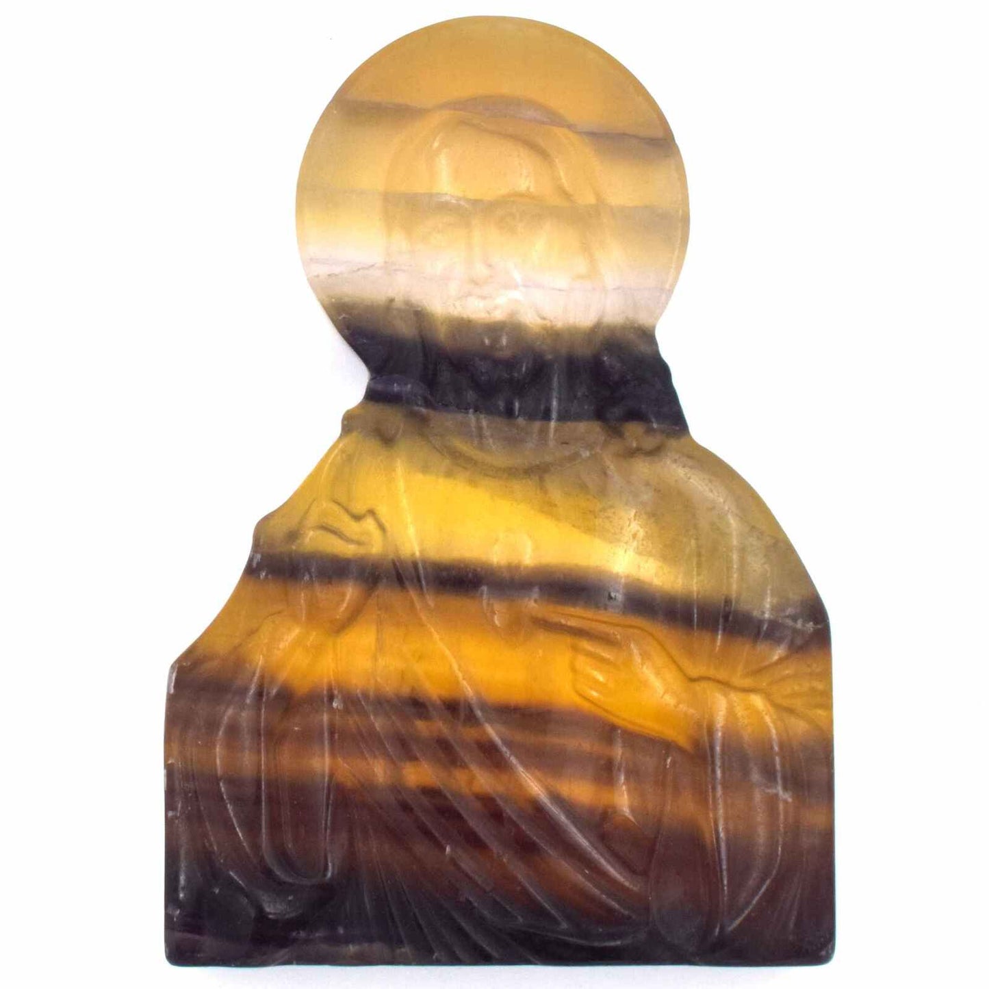 Yellow & Purple Fluorite Jesus Carving