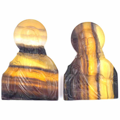 Yellow & Purple Fluorite Jesus Carving