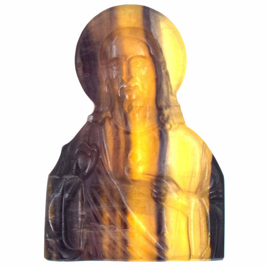 Yellow & Purple Fluorite Jesus Carving
