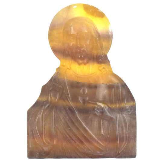 Yellow & Purple Fluorite Jesus Carving
