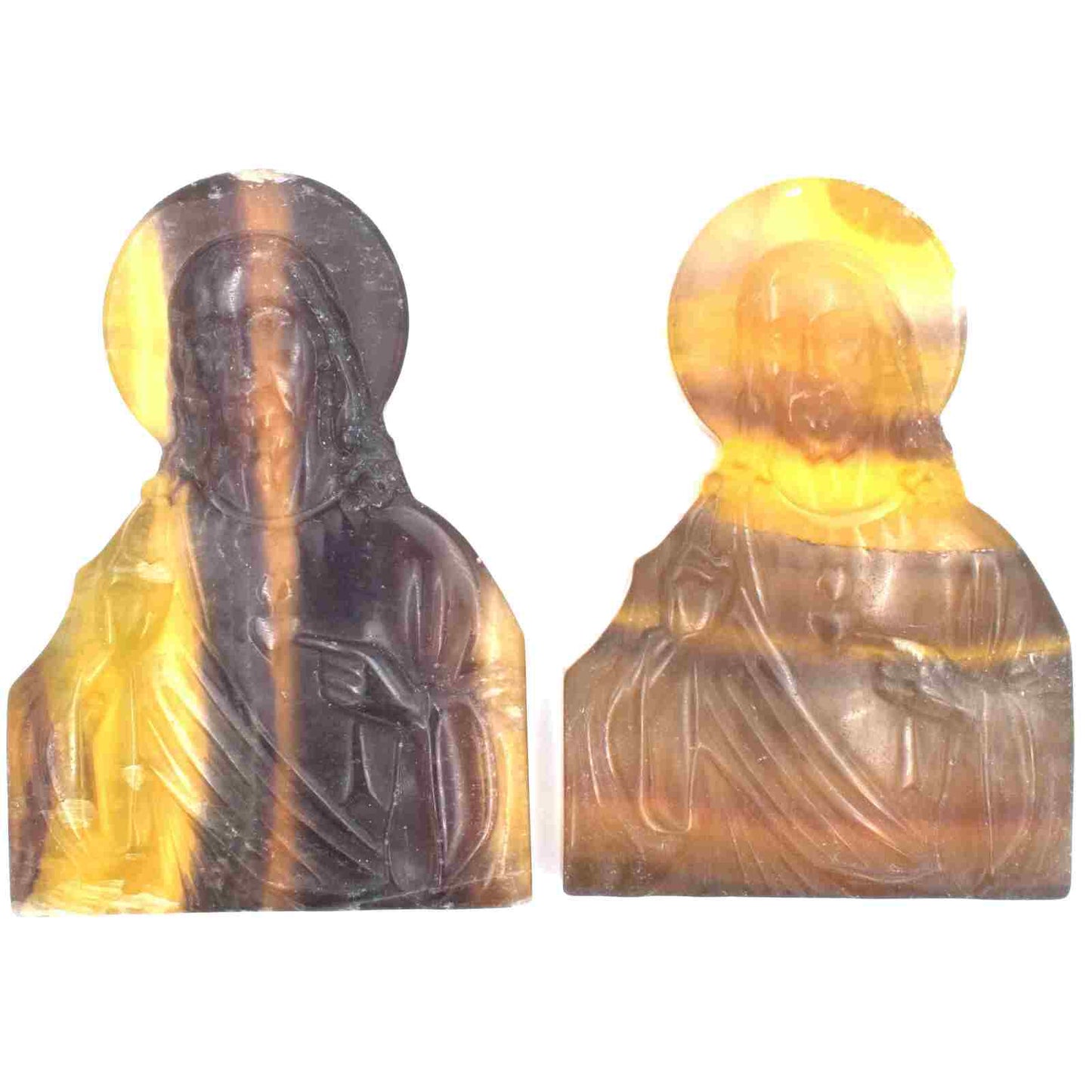 Yellow & Purple Fluorite Jesus Carving