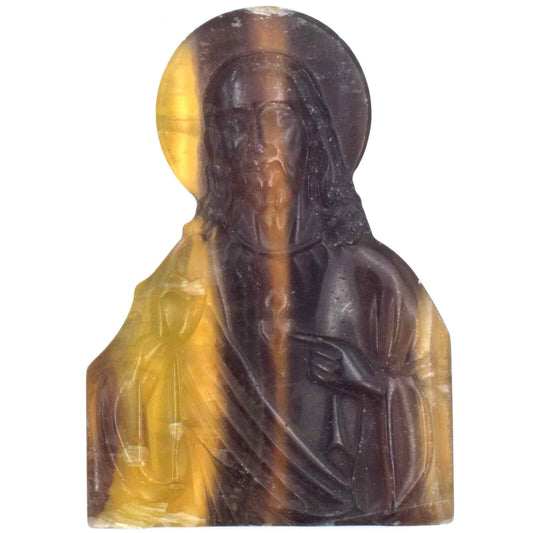 Yellow & Purple Fluorite Jesus Carving