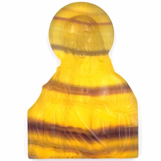 Yellow & Purple Fluorite Jesus Carving
