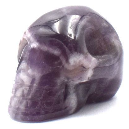 Chevron Amethyst Crystal Skull Carving