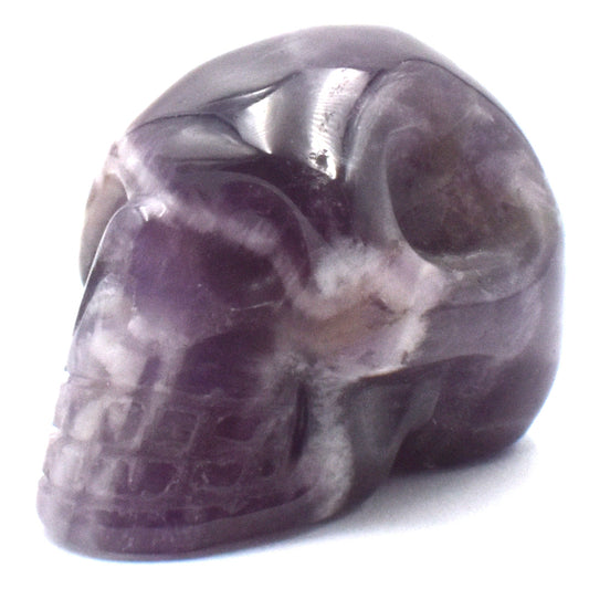 Chevron Amethyst Crystal Skull Carving