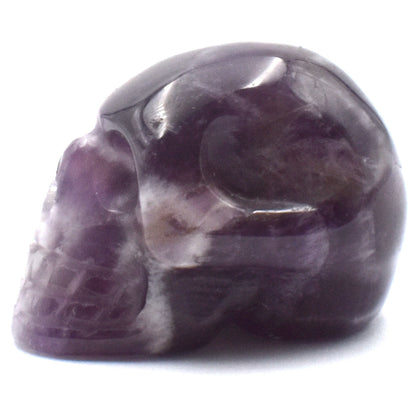 Chevron Amethyst Crystal Skull Carving