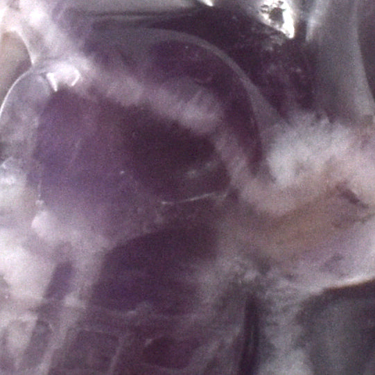 Chevron Amethyst Crystal Skull Carving