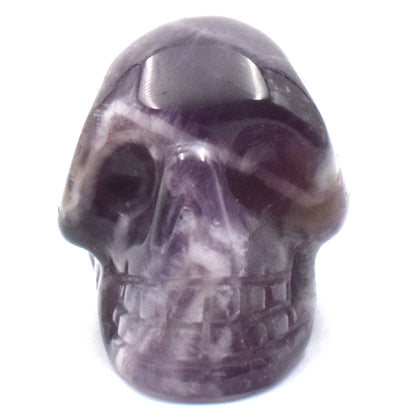 Chevron Amethyst Crystal Skull Carving