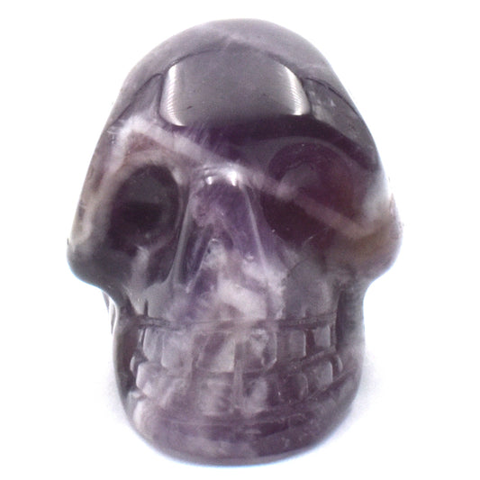 Chevron Amethyst Crystal Skull Carving