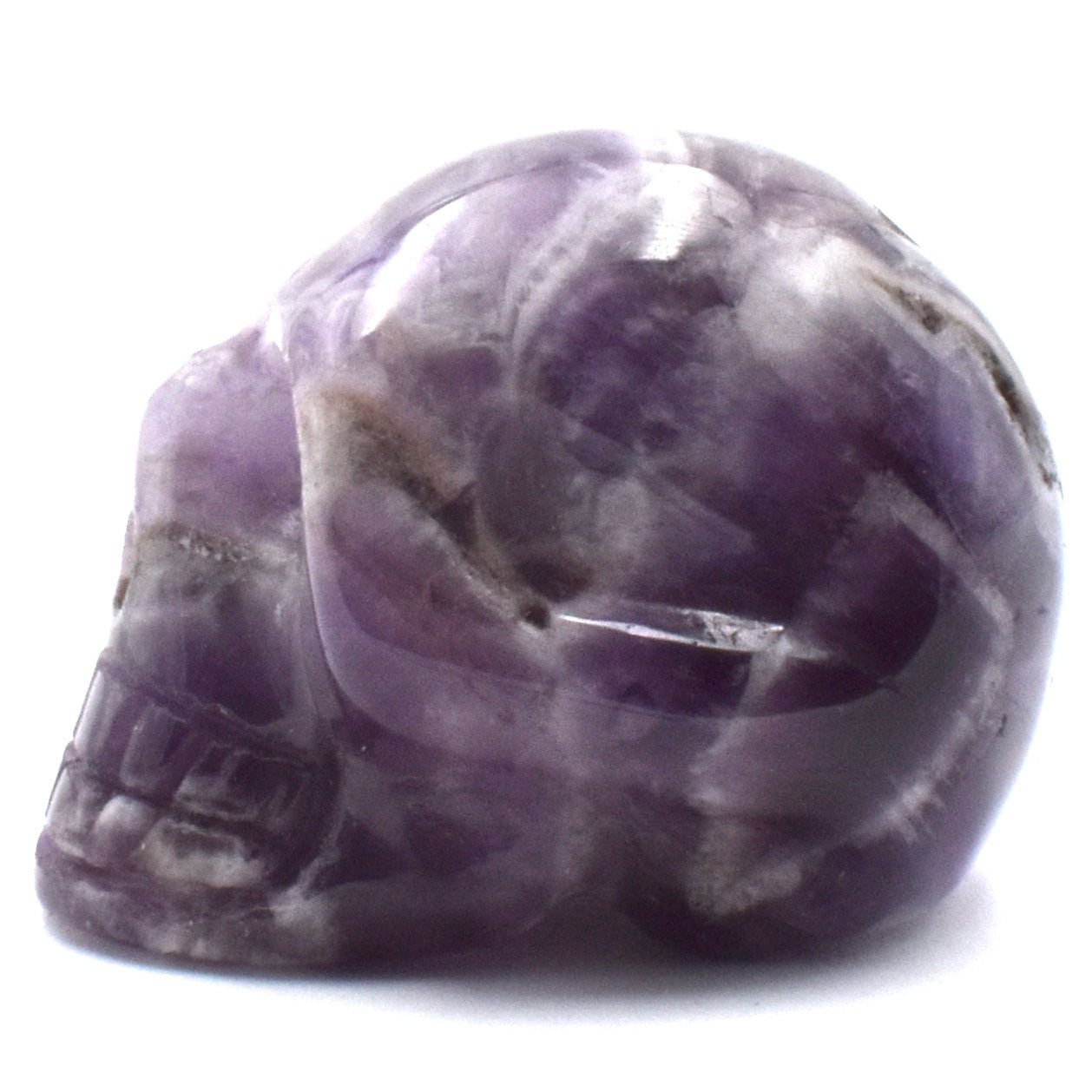 Chevron Amethyst Crystal Skull Carving