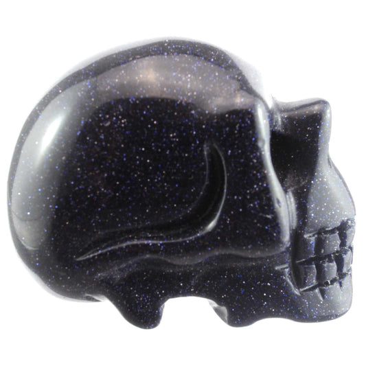 Blue Goldstone Crystal Skull Carving