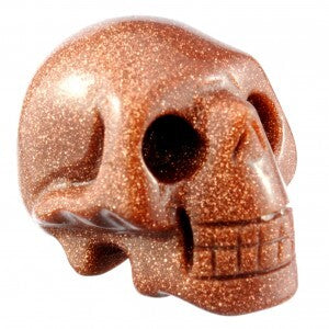 Gold Goldstone Crystal Skull Carving