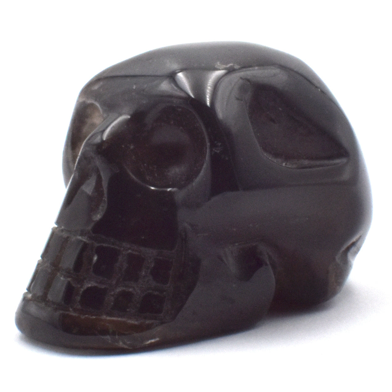 Dark Smoky Quartz Crystal Skull Carving