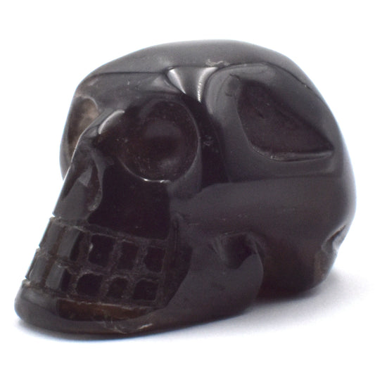 Dark Smoky Quartz Crystal Skull Carving