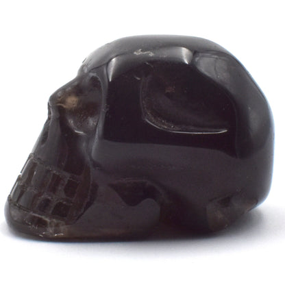 Dark Smoky Quartz Crystal Skull Carving