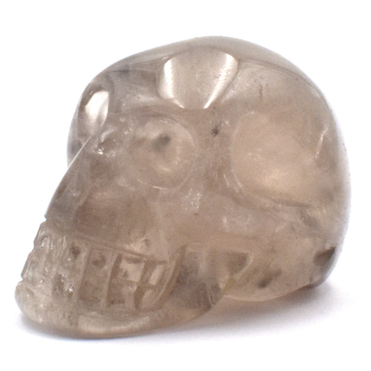 Light Smoky Quartz Crystal Skull Carving