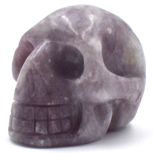 Pink Tourmaline in Quartz Crystal Skull Carving